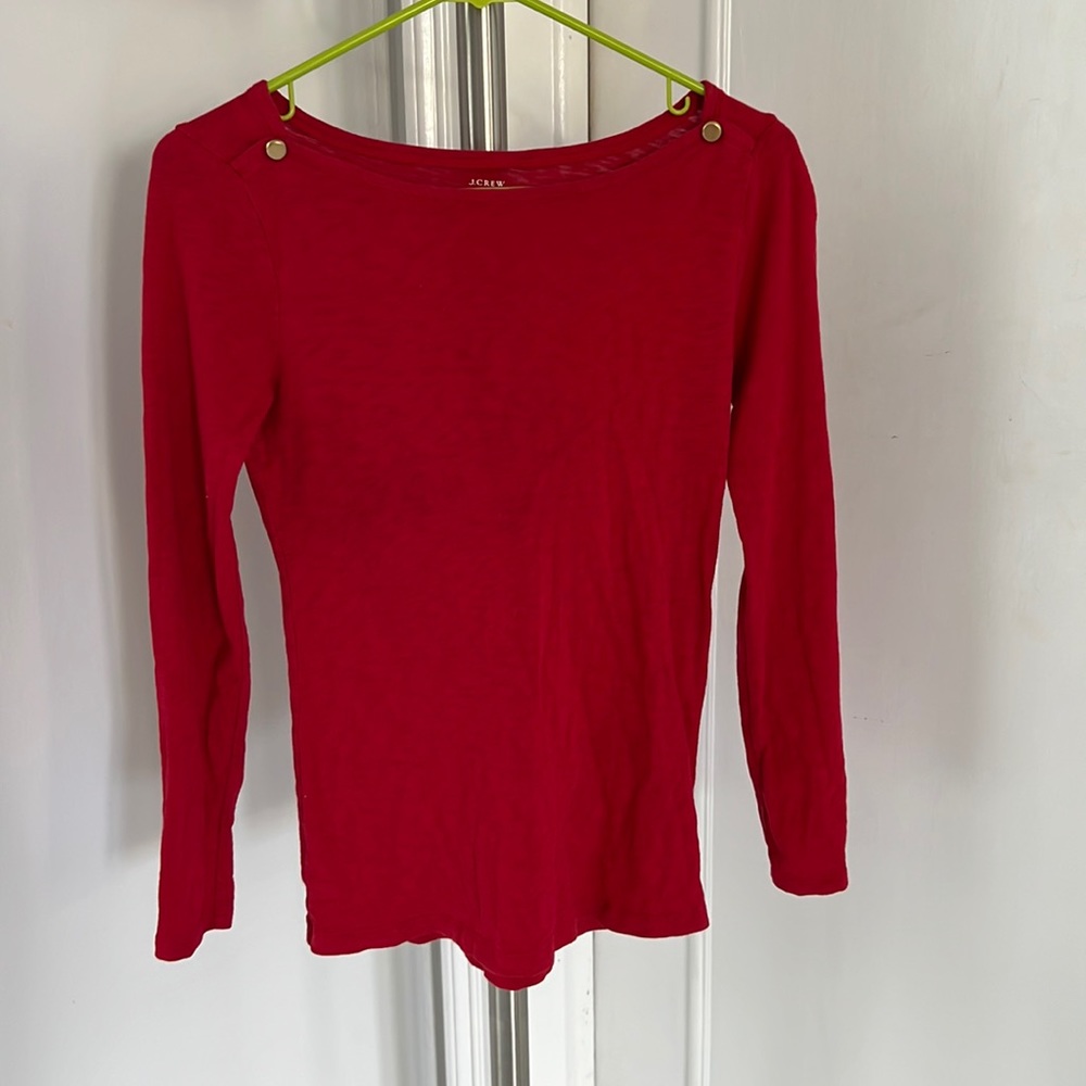Red JCrew 3/4 Length Sleeve Shirt